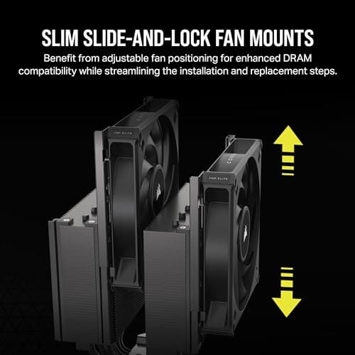CORSAIR A115 High-Performance Tower CPU Air Cooler — Cools up to 270W TDP - Slide-and-Lock Fan Mount - Two Corsair AF140 Elite Fans - Easy to Install - Pre-Applied Thermal Paste — Black