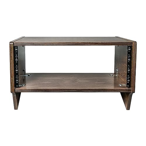 Sound Town DIY 4U Angled Desktop Turret Studio Rack with Solid Baltic Birch Plywood, Weathered Brown, Assembly Required (SDRK-Y4SLB)