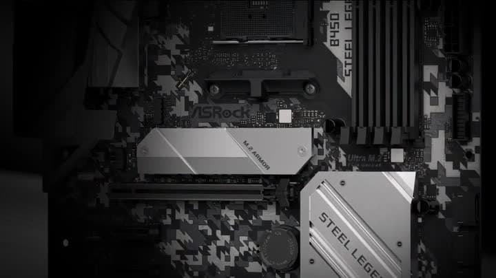 ASRock B450M STEEL LEGEND Socket AM4/ AMD Promontory B450/ DDR4/ Quad CrossFireX/ SATA3&USB3.1/ M.2/ A&GbE/ MicroATX Motherboard