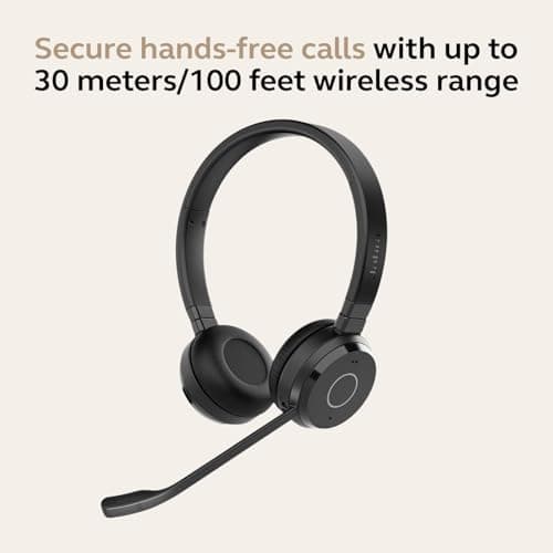 Jabra Evolve 65 TE (Third Edition) Wireless Dual-Ear Headphones - Noise-Canceling Mic, 16 hrs Battery Life, Dual Connectivity, MS Teams Certified, Supports Other Platforms, Black