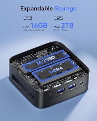 KAMRUI Mini PC, 16GB DDR4 RAM 512GB M.2 SSD, Mini Computer Intel Twin Lake N150 (Upgraded N100, 4 Cores, up to 3.6GHz), Desktop Computer Dual 4K, Ethernet, WiFi, Bluetooth for Business, Office, Home