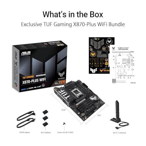 ASUS TUF Gaming X870-PLUS WiFi AMD AM5 X870 ATX Motherboard, 16+2+1, 80A SPS Power Stages, DDR5, PCIe 5.0 Ready, Four M.2 Slots, Wi-Fi 7, 2.5Gb LAN, HDMI, USB4® 40Gbps, SATA 6 Gbps, USB 20Gbps Type-C