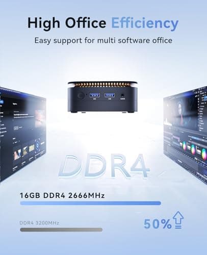 KAMRUI Mini PC Computer, Intel Processor N97 (up to 3.6 GHz), 16GB DDR4 RAM 256GB M.2 SSD, Mini Desktop Computer Support Dual 4K, WiFi, Bluetooth, Ethernet, HTPC for Business, Education, Home