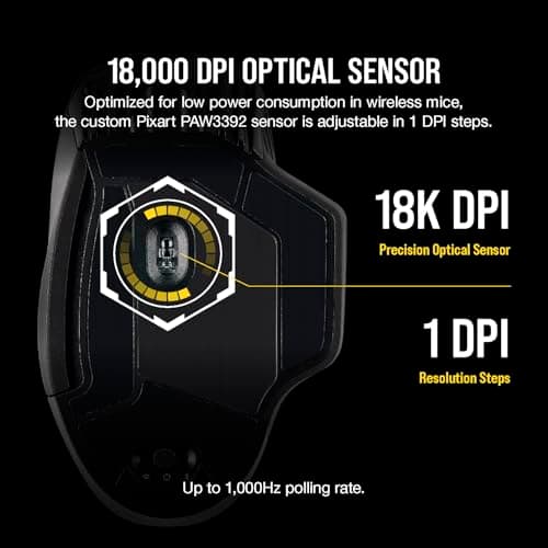 Corsair Dark Core RGB Pro SE, FPS/MOBA Gaming Mouse with SLIPSTREAM Technology, Black, Backlit RGB LED, 18000 DPI, Optical, Qi wireless charging certified