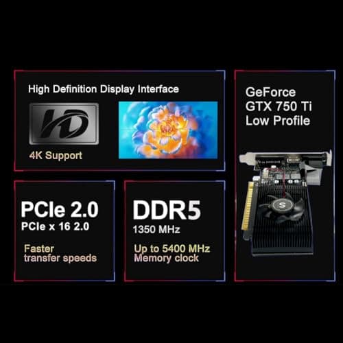Geforce GTX 750 Ti 4GB Graphics Card, GDDR5 128-bit, DVI, HDMI, VGA, Low Profile, Video Card PC, GPU, PCI Express x16