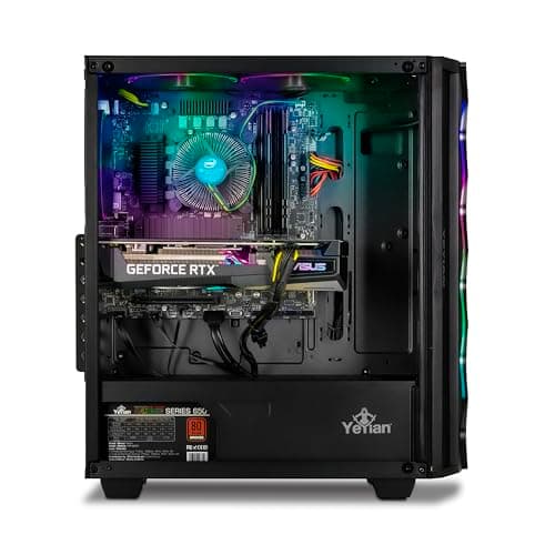 YEYIAN Shoge Gaming Computer - Intel 11th Gen i5-11400F 4.4 GHz, GeForce RTX 3060 Ti Gaming PC Desktop, 512GB NVMe SSD, 16GB DDR4 3200MHz RAM, Stock Fan, Win 11 Home, WiFi 6, 650W PSU