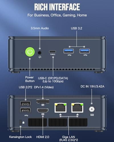 GMKtec M5 Plus Gaming Mini PC Ryzen 7 5825U (Upgraded 7430U/ 5700U), 32GB RAM 1TB SSD Dual NIC LAN 2.5GbE Desktop Computers Office Home, Triple 4K Display, WiFi 6E, USB3.2, USB-C, BT 5.2, DP, HDMI 2.0
