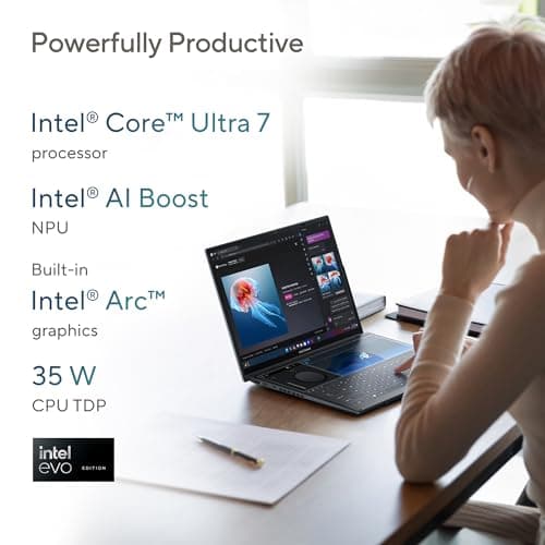 ASUS Zenbook Duo Laptop, Dual 14” OLED WUXGA Touch Display, Intel Evo Certified, Intel Core Ultra 7 CPU, Intel Arc Graphics, 16GB RAM, 1TB SSD, Windows 11,UX8406MA-DS76T, Inkwell Gray