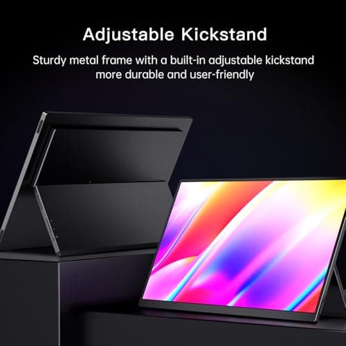 Portable Monitor, 15.6" FHD USB C HDMI Travel Monitor w/Builtd-in Battery 13500mAh & Kickstand & Speaker, External Monitor for Laptop, Mac, Phone, Xbox, PS5/4