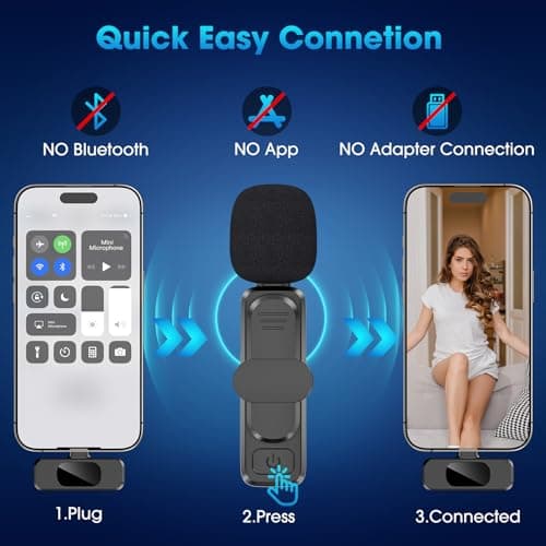 USB C Wireless Lavalier Microphone for Type-C,Android Phone,PC,Mini Microphone with Noise Reduction,Lapel Microphone for Video,Interviews,Live Streaming,TikTok,YouTube,2Pack (For iPhone 15 and Above)
