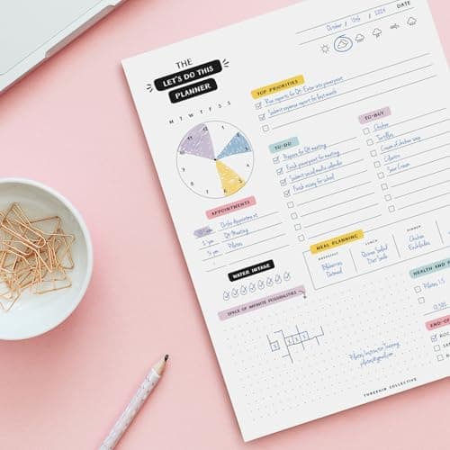 ThreeKin Let's Do This Daily Planner - 8.5"x11", 50 Tear-Off Sheets, Motivational Design, Goal Setting, Time Management, To-Do Lists, Productivity Organizer, Perfect for Home, Office, Students, Work