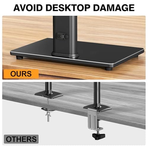 Single Monitor Stand VESA Mount for 13-32 Inch Screens, Free-Standing Monitor Riser with Swivel Tilt Rotation Height Adjustable, Universal Desk Stand up to 44lbs, VESA 75x75, 100x100mm