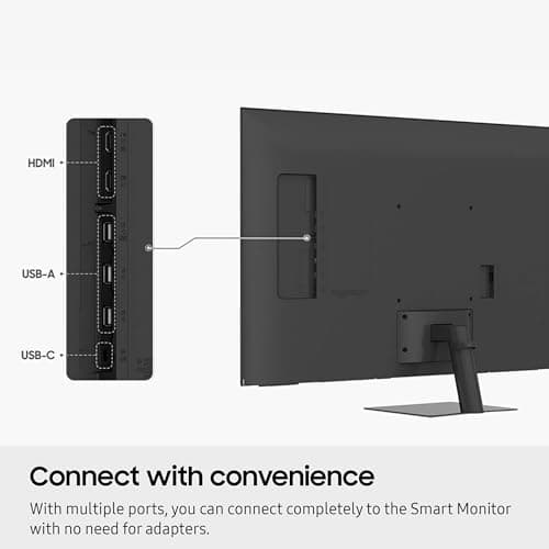 Samsung 43-Inch M7 (M70D) Series 4K UHD Smart Monitor, Speakers, HDR10, USB-C, Multiple Ports, Gaming Hub, SolarCell Remote, Vision Accessibility Tools, LS43DM702UNXGO, Black