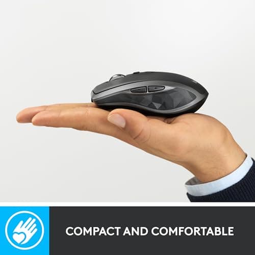 Logitech MX Anywhere 2S Bluetooth Edition Wireless Mouse - Use On Any Surface, Hyper-Fast Scrolling, Rechargeable, Control Up to 3 Apple Mac and Windows Computers and Laptops