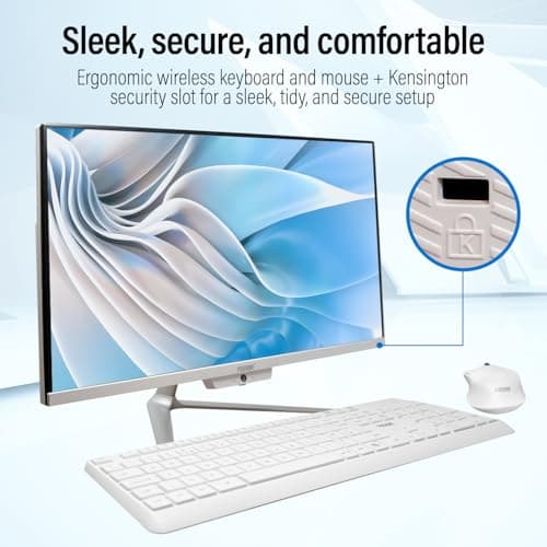 23.8" Full HD All-in-One Desktop Computer - 16GB RAM, 512GB SSD, Intel 13th Gen, Windows 11, Dual-Band WiFi, HDMI, USB 3.0, FHD IPS Display - AIO PC with Wireless Keyboard, Mouse, 2MP Camera