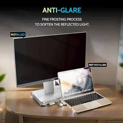 [2-Pack] 24 Inch Privacy Screen for Computer Monitor 16:9 Aspect Ratio, Eye Protection Anti Blue Light Glare Shield, 24inch Removable Black Blackout Anti Spy Desktop Security Private Filter