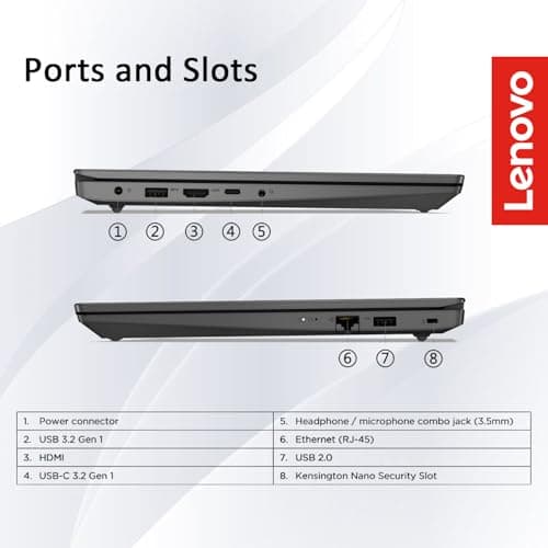 Lenovo V15 Business Laptop with Microsoft Office, Intel 6-core Processor(Up to 4.4 GHz), 15.6" FHD Display, 36GB RAM, 1TB SSD, Ethernet Port RJ-45, Wi-Fi 6, Windows 11 Pro, Copilot AI-Ready, WOWPC USB