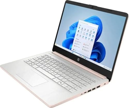 HP 14" Thin&Light Laptop Computer - Intel 2025 Quad-core CPU • Windows 11 Pro & Free Microsoft Office Pro • Wi-Fi 6 • Copilot • Pale Rose Gold • 1.47 Kg • 16GB RAM, 128GB UFS + 256GB Micro SD Card