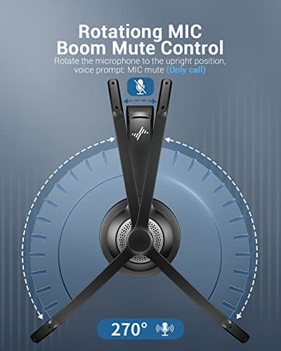 Wireless Headset with AI Noise Cancelling Microphone Bluetooth Headset - Bluetooth V5.2 Headphones with USB Dongle & Mic Mute for Computer/Laptop/PC/iPhone/Android/Cell Phones (Bluetooth+USB Dongle)