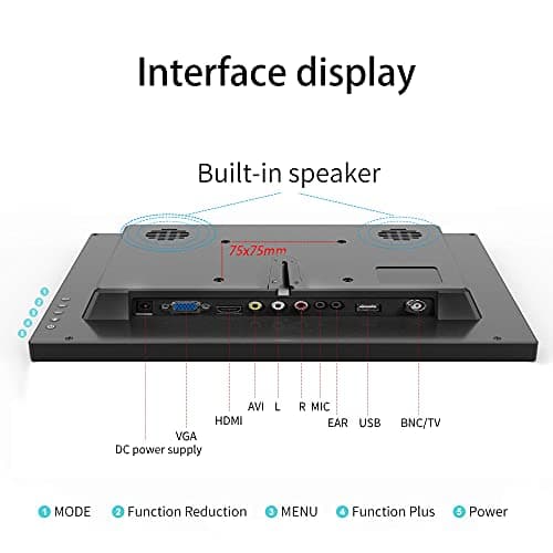 13.3 inch Small PC Monitor 1366x768 Mini LED Monitor with HDMI VGA AV BNC USB Intput, for Fire Stick Computer Xbox Ras pi, Built-in Speaker