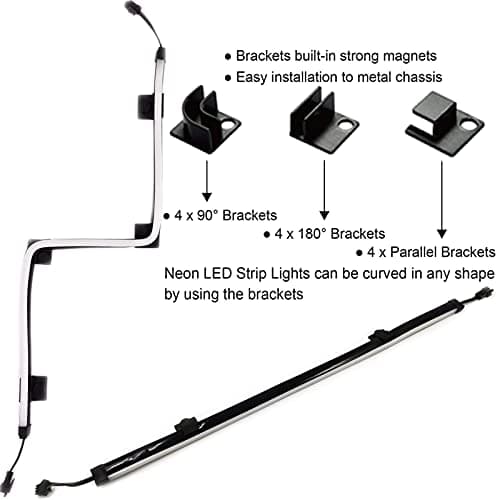 airgoo Addressable RGB PC LED Strip, AG-NEON-LS1 Diffused Silicon Rubber Tube Neon Strip, for 5V 3-pin argb Header or AG-DRGB16 SignalRGB Controller(Not Included), Come with Magnetic Brackets