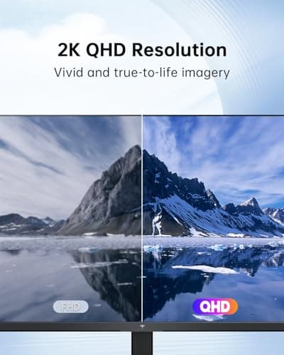 27 Inch Computer Monitor - QHD (2560 x 1440) Display, Up to 120Hz Monitor, IPS Panel, 123% sRGB, HDMI 2.0 x 2 & DP 1.4 x1, Freesync & G-sync, Eye-Friendly Screen PC Monitors for Work Gaming
