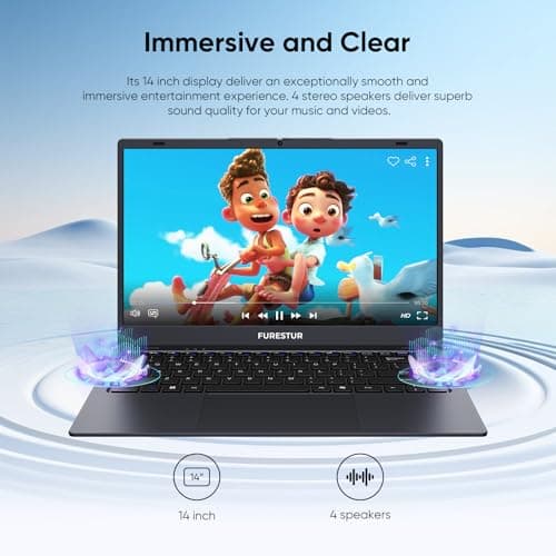 Laptop, 14 Inch HD Laptop Computer with MS Office 2024 Pro Plus, 8GB RAM 128GB SSD, Quad Core N5095 Processor Win-11 Laptops, Long Lasting Battery, Dual-Band WiFi 5, BT, USB 3.0, Webcam