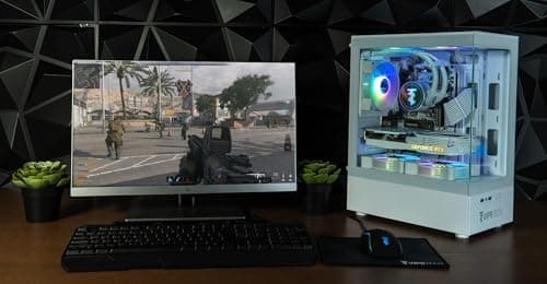ViprTech Stryker 4.0 Liquid-Cooled PC - AMD Ryzen 7 (4.4GHz Turbo), RTX 4060 8GB, 32GB DDR4 3200, 1TB NVMe SSD, 700W PSU, WiFi BT, Win 11 Pro, RGB, Gaming Desktop Computer Prebuilt, White