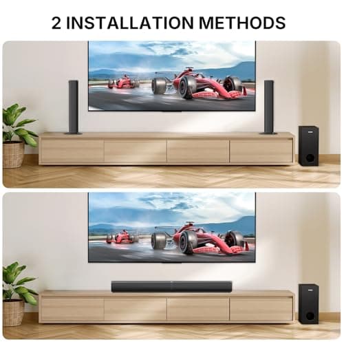 Wohome 2.1 Sound Bar for Smart TV with 5 Inches Wired Subwoofer, 140W, 2 in 1 Detachable Soundbar with RGB-IC Backlight, Bluetooth 5.3, Optical, AUX, USB Input, Bass Adjustable, Remote/Button Control