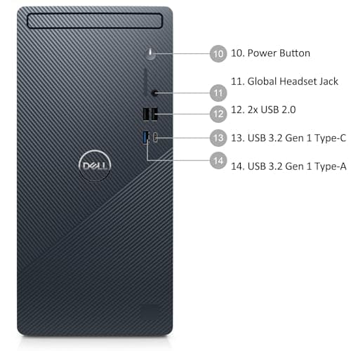 Dell Inspiron 3910 Tower Business Desktop Computer, 12th Gen Intel Hexa-Core i5-12400 (Beat i7-11700), 32GB DDR4 RAM, 1TB PCIe SSD, WiFi 6, Bluetooth, RJ45, Type-C, HDMI, DisplayPort, Windows 11 Pro