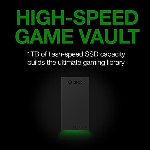 Seagate Game Drive SSD for Xbox 1TB External Solid State Drive - 3.5 Inch, USB 3.2 Gen 1, with built-in Green LED and Rescue Services (STLD1000400)