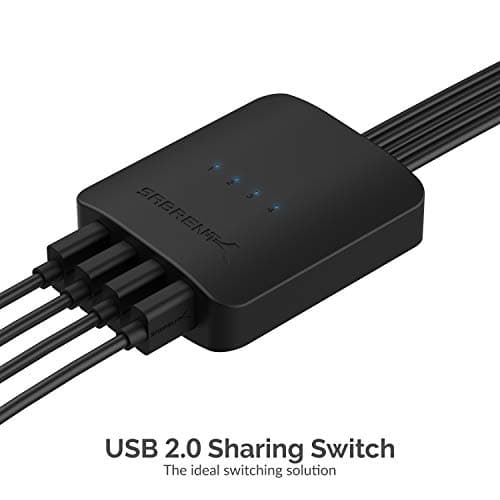 SABRENT USB 2.0 Sharing Switch up to 4 Computers and Peripherals LED Device Indicators (USB-USS4) Black
