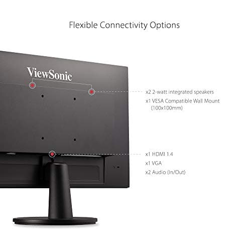 ViewSonic VA2447-MH 24 Inch Full HD 1080p Monitor with 100Hz, FreeSync, Ultra-Thin Bezel, Eye Care, HDMI, VGA Inputs for Home and Office