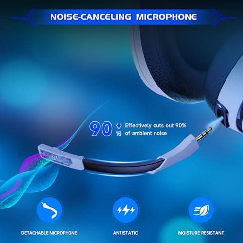 Gaming Headset Wireless 2.4GHz for PS5, PS4 Fortnite/Call of Duty/FPS Gamers, PC, Switch, Bluetooth 5.3 Gaming Headphones with ENC Microphone, Surround Sound, 40+H Battery (White)