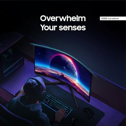 Samsung 32" Odyssey G55C Series QHD 1000R Curved Gaming Monitor, 1ms(MPRT), HDR10, 165Hz, AMD Radeon FreeSync, Eye Care, Glare Free, Sharp Resolution LS32CG550ENXZA