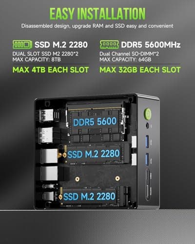 GMKtec Gaming PC, K11 AMD Ryzen 9 8945HS(8C/16T, Up to 5.2GHz), 32GB DDR5 RAM 1TB Mini PC Desktop Computer, Oculink, Dual NIC 2.5GbE LAN, HDMI/DisplayPort/USB4*2