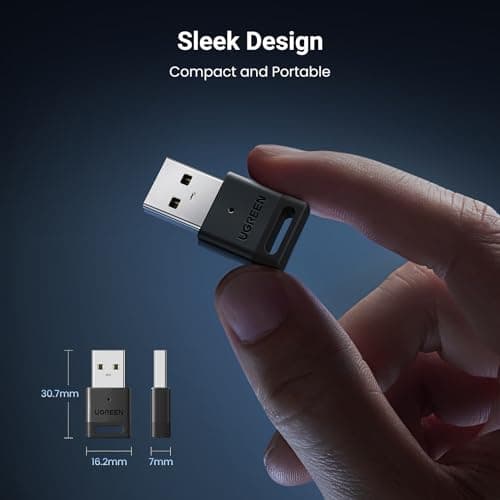 UGREEN USB Bluetooth 5.3 Adapter for PC, Plug & Play for Windows 11/10/8.1, Bluetooth Receiver & Transmitter for Keyboard/Mouse/Headphone/Speakers/Printer