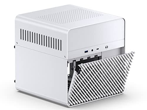 JONSBO N2 White NAS ITX Case 5+1 Disk Bays Mini Aluminum Case, Built-in 12cm Fan, SFX Power Bite (L150mm Max.), Support 65mm CPU Cooler, Integrated Upper Cover Removable，White
