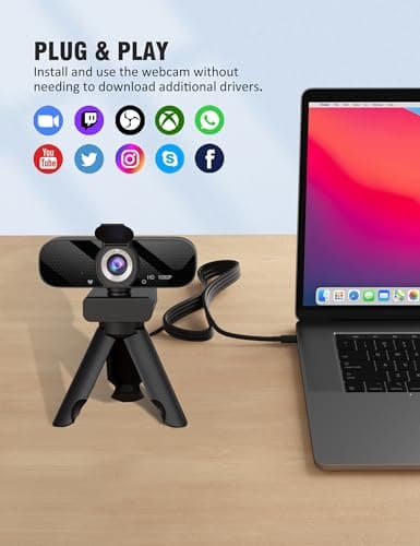 Full HD 1080P Video Webcam and Wide Angle Camera with Built-in Microphone and Rotatable Tripod,for Laptop Computer or Desktop PC,Great for Live Streaming.Calls.Video Conferencing(Black)-1