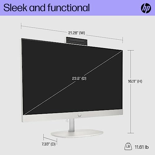 HP 23.8 inch All-in-One Desktop PC, FHD Display, AMD Athlon Silver 7120U, 8 GB RAM, 256 GB SSD, AMD Radeon Graphics, Windows 11 Home, 24-cr0010 (2023)