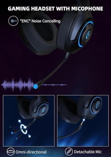 Gaming Headset Wireless for PS5/4, 2.4GHz Gaming Headphones Wireless with Noise Canceling Microphone for Fortnite/FPS Gamers, 40-Hr Battery Gamer Headset for PC, Midnight Blue