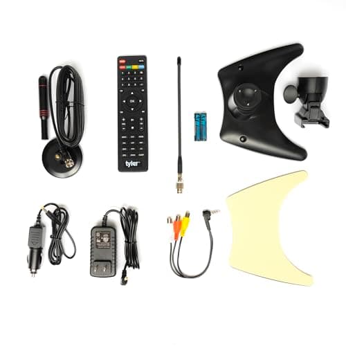 Tyler 14” Portable TV LCD Monitor 1080P Rechargeable Lithium Battery Operated, 2 Antenna, HDMI, USB, RCA, FM Radio, Digital Tuner, AV Inputs, AC/DC, TV Stand and Remote Control for Car Travel