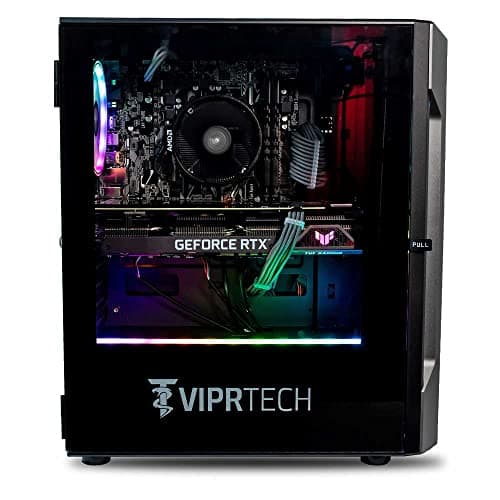 ViprTech Rebel 4.0 Gaming PC - AMD Ryzen 7 (4.1Ghz Turbo), RTX 4060 8GB, 32GB DDR4 3200, 1TB NVMe SSD, VR-Ready, Streaming, WiFi BT, RGB, Win 11 Pro, Prebuilt Desktop Computer Black