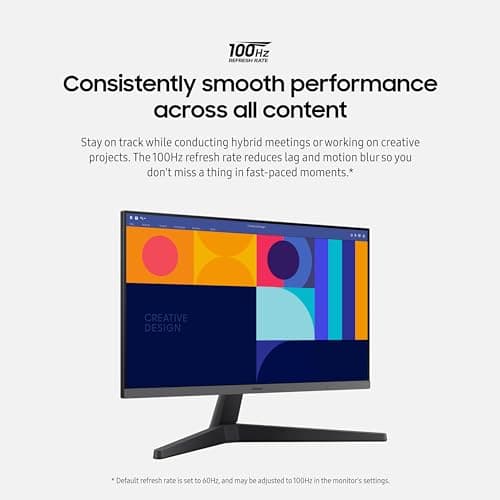 Samsung 24-Inch S33GC Series Business Essential Computer Monitor, IPS Panel, Tilt Only Display Stand, 100Hz, HDMI and DisplayPort, AMD FreeSync, Advanced Eye Care, LS24C332GANXZA, 2023