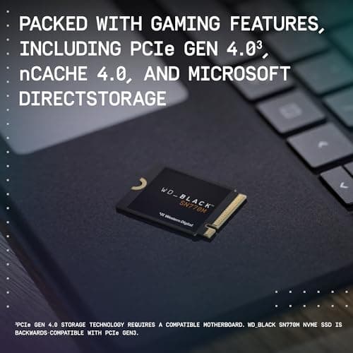 WD_BLACK 1TB SN770M M.2 2230 NVMe SSD for Handheld Gaming Devices, Speeds up to 5,150MB/s, TLC 3D NAND, Great for Steam Deck and Microsoft Surface - WDBDNH0010BBK-WRSN