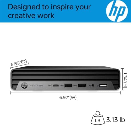 HP Pro 400 G9 Mini PC Desktop Computer, Intel CPU, 16GB DDR5 RAM, 256GB PCIe SSD, Triple 4K Display Support, USB-C, Ultra-Quiet Design, Bluetooth 5.2, WiFi 6, Keyboard and Mouse, Windows 11 Pro