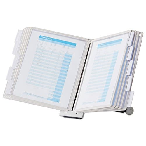Durable Desktop Reference System with 10 Double-Sided Panels - Letter-Size 8.5" x 11" Inches - Gray SHERPA Design - Desk Reference Organizer