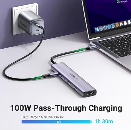 UGREEN Revodok 105 USB C Hub 5 in 1 Multiport Adapter 4K HDMI, 100W Power Delivery, 3 USB-A Data Ports, USB C Dongle for MacBook Pro/Air, iPad Pro, iMac, iPhone 15 Pro/Pro Max, XPS, Thinkpad