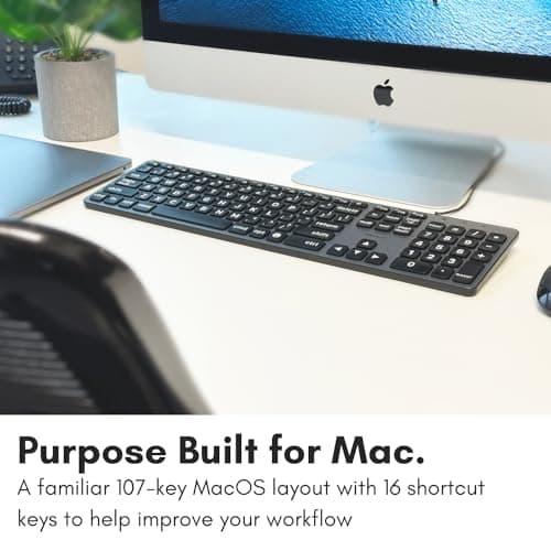 Macally Wired Keyboard for Mac (USB C + A) - Large Print and Backlit for Apple - 107 Key Full Size Large Letters USB C Keyboard for MacBook Pro/Air, Mac mini, iMac