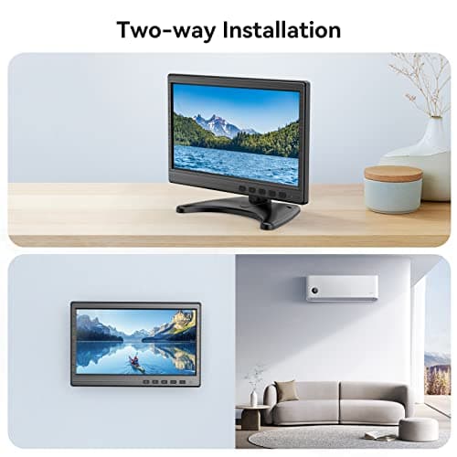 10.1 inch Monitor, 1024x600 LCD IPS Monitor 10 inch Security CCTV Display with HDMI, VGA, BNC, RCA Interfaces for Home, Office, Warehouse Surveillance